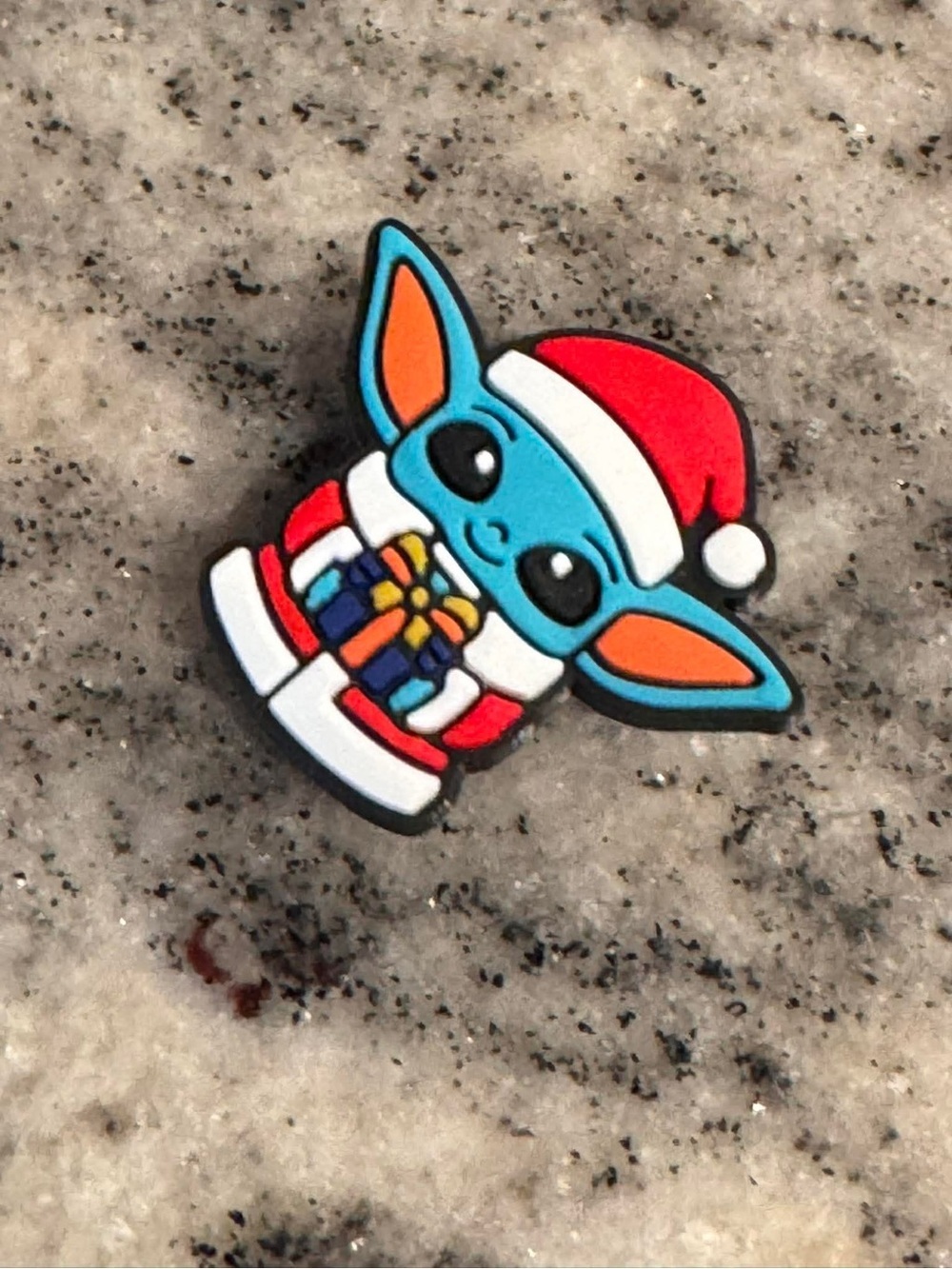 CROCS Blue Alien yoda Holiday Jibbitz Charm with Red Santa Hat